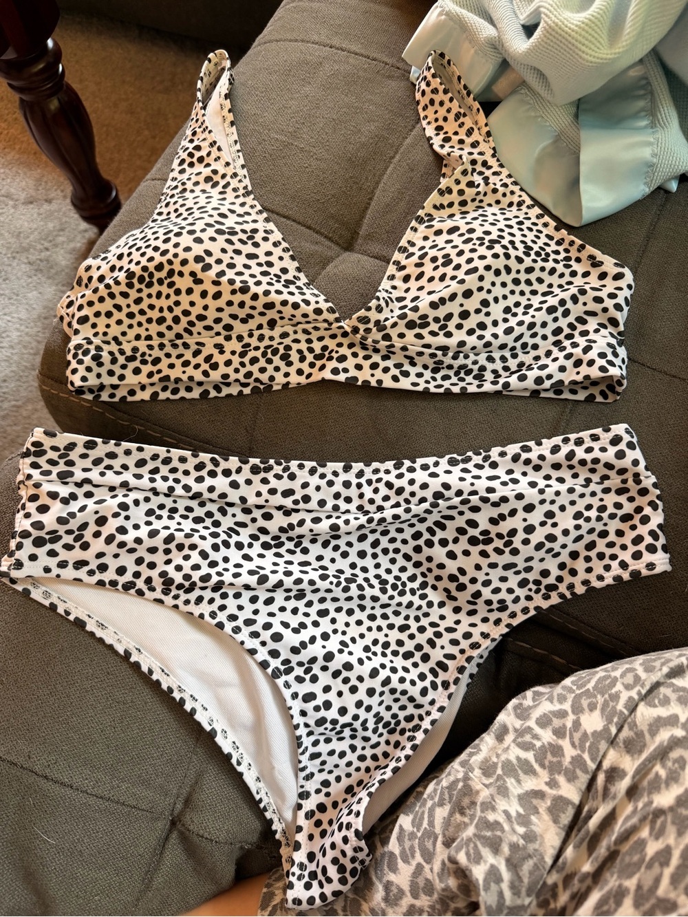 SHEIN Black & White Dalmatian Spot Bikini Set - Women Swim